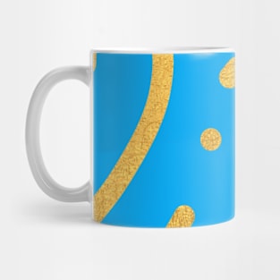 Light Blue Gold colored abstract lines pattern Mug